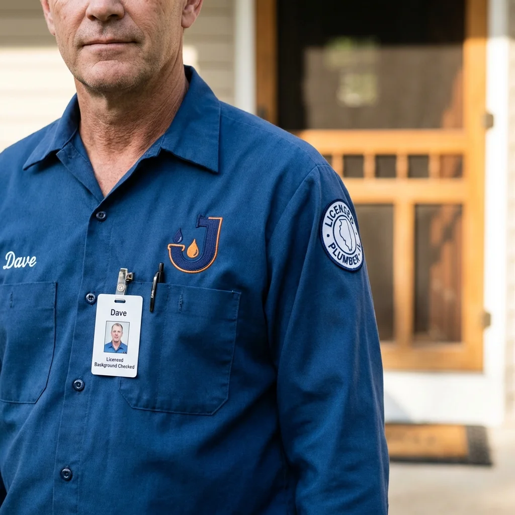 Licensed plumber showing ID badge in Stillwater, MN
